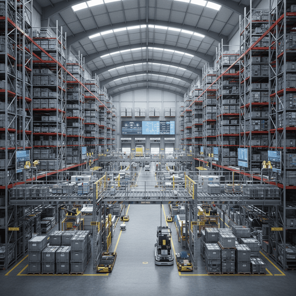 Entrepôt logistique avec rayonnages